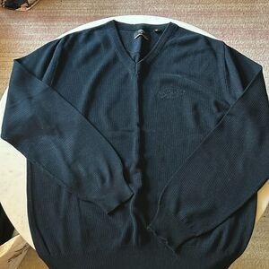 Men’s navy blue Callaway sport golf v-neck cotton sweater large‎